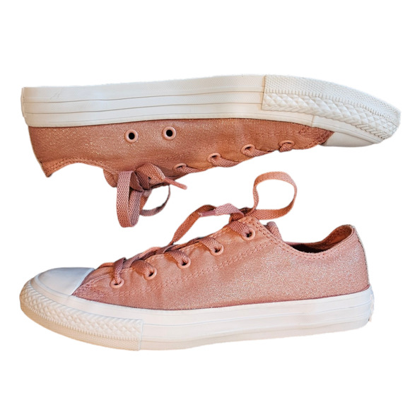 Converse Chuck Taylor All Star Ox Rust Pink Sparkles Junior Size 4 - Picture 8 of 10
